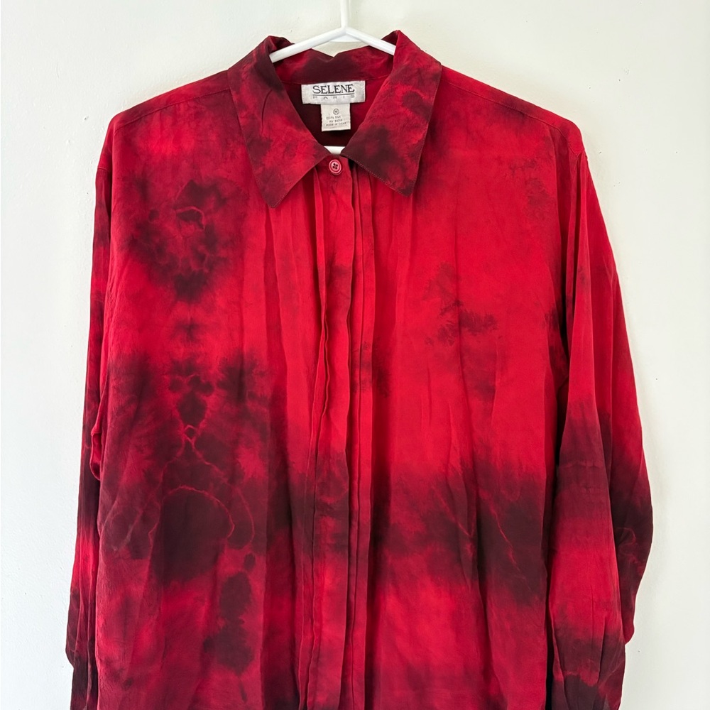 Silk Vintage Selene Paris Red Blouse